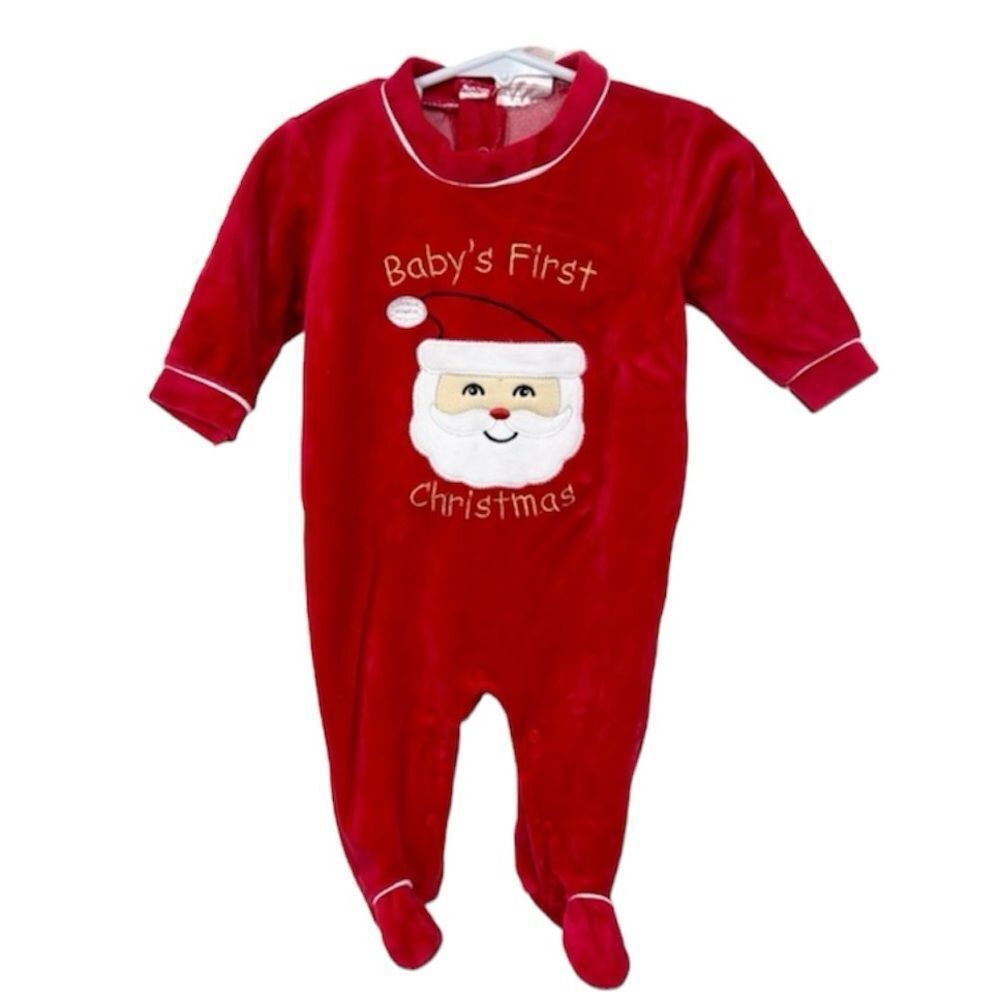 Just Love Baby Holiday Red Velvet Christmas Santa Onesie Coveralls Bodysuit 6-9M